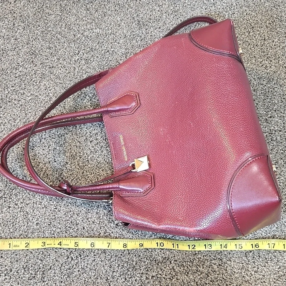 Michael Kors Women Burgundy Leather Tote Bag Crossbody Tote